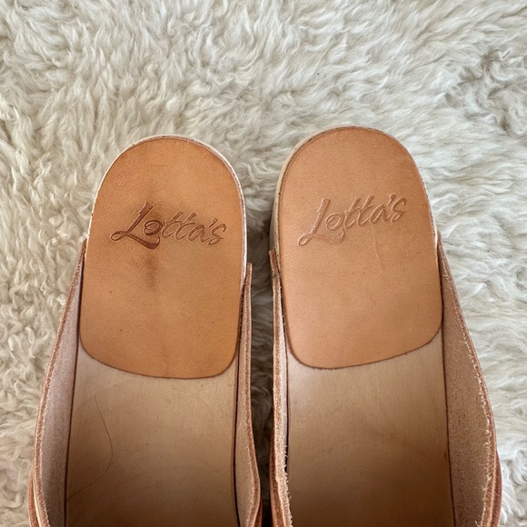 Elsa High Heel Tan Leather Clogs - Picture 6 of 8